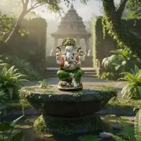 Ganesha Pintada Resina 35 Cm Artesanal Apto Exterior Pushkar Modelo 1