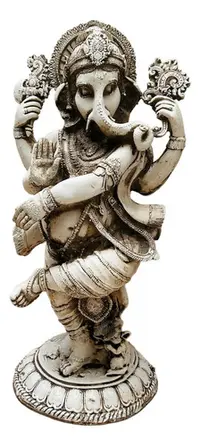 Estatua Ganesha Danzante De Jardin 60cm Resina Apto Exterior Blanco
