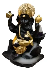 Cascada Humo Ganesha Importada + 10 Conos Regalo Zen Dorado