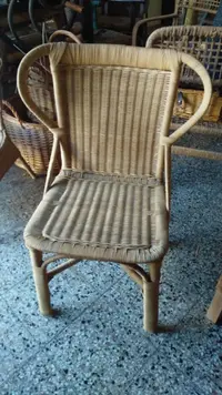 Sillón Artesanal Fibra Natural Y Caña Apto Galería Silla  Natural / Madera Clara Tejido Trenzado