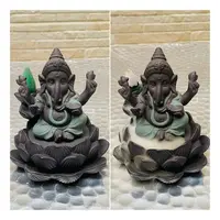 Cascada Humo Ganesha Loto 11 Cm Importado  Conos De Regalo Gris Oscuro Liso