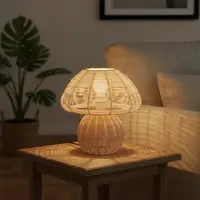 Velador Artesanal Rattan Indonesia Artesanal Tendencia Impor Marrón Claro