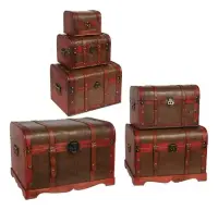 Set X6 Baúles Cofre Madera Importado Decoración Marrón