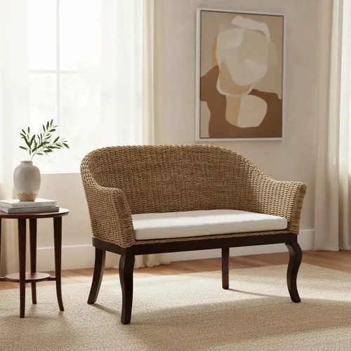 Sillon Doble De Indonesia Seagrass Y Madera Pushkar Tienda Marrón