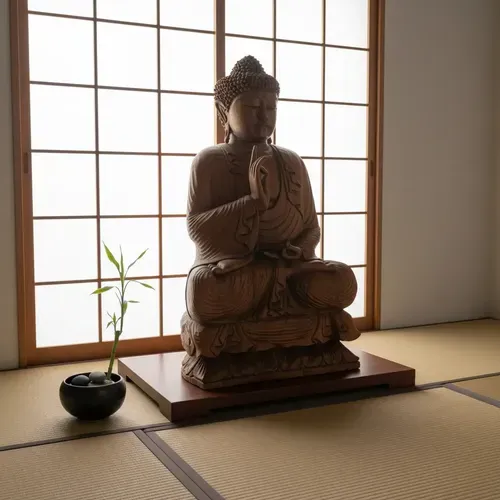 Estatua Gigante Buda 100 Cm Meditando Madera Tallada Impo.