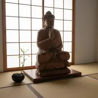 Estatua Gigante Buda 100 Cm Meditando Madera Tallada Impo.