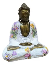 Estatua Buda Resina 40 Cm Alto Pintado Artesanal Indonesia Blanco