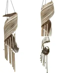 Llamador De Angel Importado Indonesia Con Bamboo Remolino Blanco