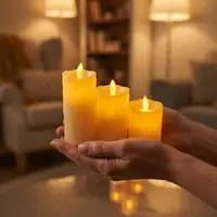 Juego 3 Velas Led C Movimiento Importadas De 7-9-11cm A Pila Vela Led X3