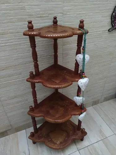 Mueble Esquinero Labrado Pintado Madera Teka De India 1.25 M Marrón