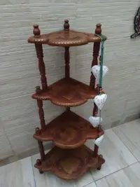 Mueble Esquinero Labrado Pintado Madera Teka De India 1.25 M Marrón