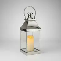 Fanal Acero De 45 Cm Porta Vela Farol Importado Hindu  Plateado