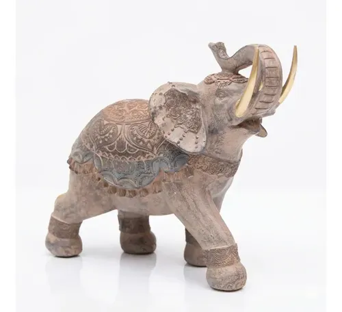 Estatuilla Elefante Resina Decoracion India Apto Exterior Marrón Claro