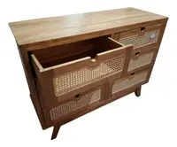 Cajonera Madera Rattan Importado Muebles P/interior  Pushkar Marrón