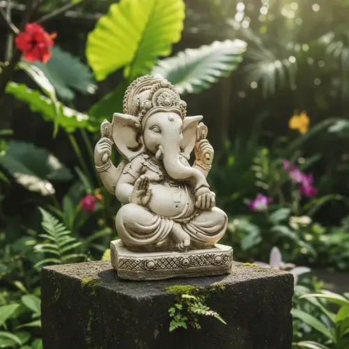 Estatuilla Resina Ganesha Traída De India Apto Exterior Blanco
