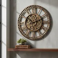 Reloj Importado De Pared Imponente Deco Plastico Pushkar Dorado Oscuro