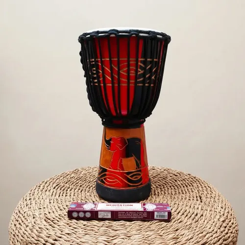 Djembe Instrumento Artesanal Importado Tambor Pushkar Tienda Rojo