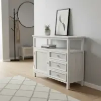 Consola Recibidor Madera Bamboo Oriente Mueble Importado Blanco