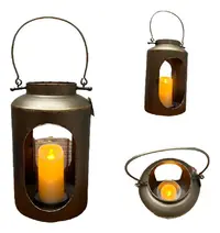 Fanal Importado D India Porta-vela Vidrio Decoración Oriente Oxido