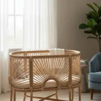 Cuna De Rattan Moises Importada Segura Artesanal Pushkar Natural