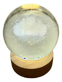Esfera De Cristal 3d Lampara Led Usb Luz De Noche 10 Cm