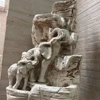 Fuente De Agua Zen Elefante Y Cría Con Caídas Decorativa
