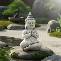 Estatuilla Buda Niño Resina Apto Exterior Ideal Jardín Deco Blanco