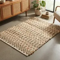 Alfombra Importada De India 100% Artesanal Tejida En Yute 90 Cm 60 M Beige