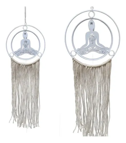 Colgante Metal Hilo Tira Importados Decorativas De India Blanco Buda Meditando