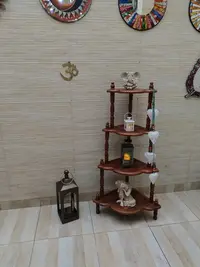 Mueble Esquinero Labrado Pintado Madera Teka De India 1.25 M Marrón