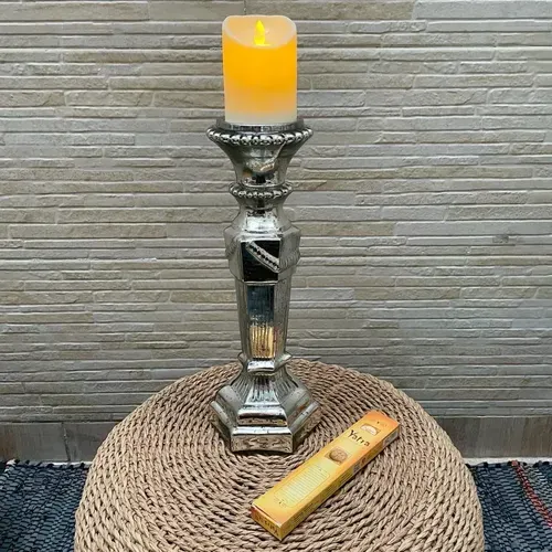 Candelabro Vidrio Porta Vela Importado Oriente 38 Cm Unicos