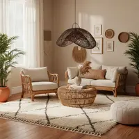 Lampara Artesanal Techo En Ratán Natural Indonesia Importada Marrón