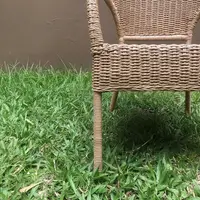 Sillón Artesanal Fibra Natural Y Caña Apto Galería Silla  Natural / Madera Clara Tejido Trenzado