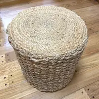 Puff De Yute Natural Rustico Importado Banco Mesa Artesanal Modelo 3