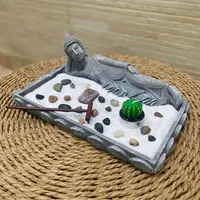 Jardines Zen -buda Shiva Ganesha- Portasahumerios India Gris Buda Recostado