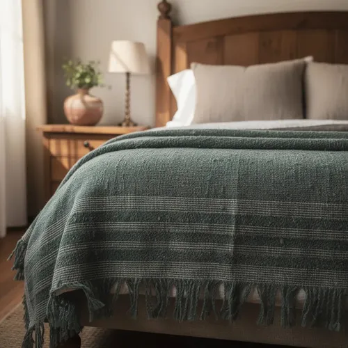 Manta Rustica Artesanal 230x240cm Hilado Fino Estilo Country
