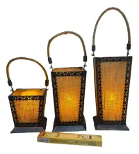 Fanales De India Set 3 Unid Envio Gratis Portavela Importado Dorado