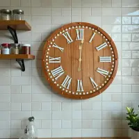 Reloj Importado De Pared Imponente Deco Madera Pushkar Marrón