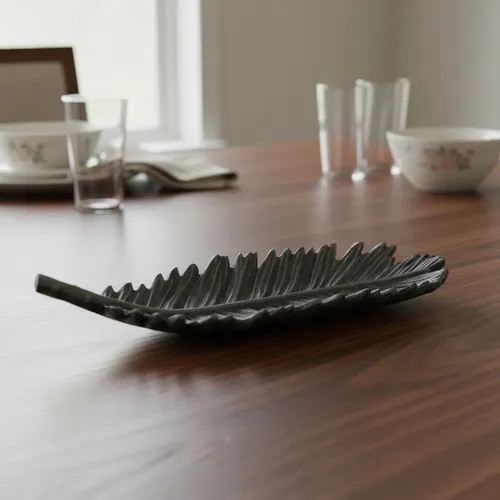 Centro Mesa Hoja Aluminio Importado Oriente 25cm Posa Llave
