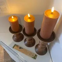 Set 3 Candelabros Madera Teka De India Portavela Artesanal