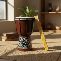 Djembe Artesanal Importado Indonesia Labrado 20 Cm Original Marrón