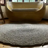 Alfombra 120 Cm Importada Indonesia Carpeta Seagrass Natural 1.2 M Gris