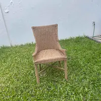 Silla Tejida En Fibra Natural Y Caña Sillon Artesanal Kraft Marrón Claro
