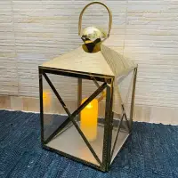 Set X 2 Fanales Dorados 50 Y 30 Cm Importados Faroles India Dorado