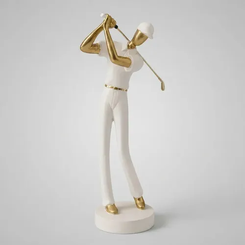 Escultura Estatua Golfista Decorativa Diseño Exclusivo Blanco 2