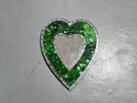 Espejos 20 Cm Importados Indonesia Corazón Venecitas Regalo Verde