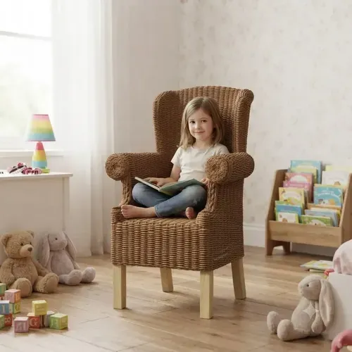 Sillón Niños Natural Artesanal Fibra Natural Únicos Pushkar Marrón Claro