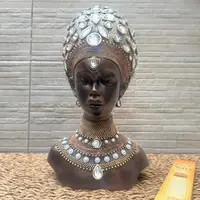 Cara Africana Estatua Decoración Interior/exterior En Resina Marrón Oscuro