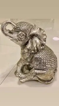 Elefante Abundancia Deco Importado Incrustacion Fantasías  Plateado