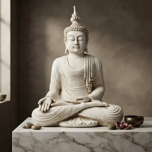 Estatua Buda Con Corona Altura 85 Cm Apto Exterior En Resina Blanco